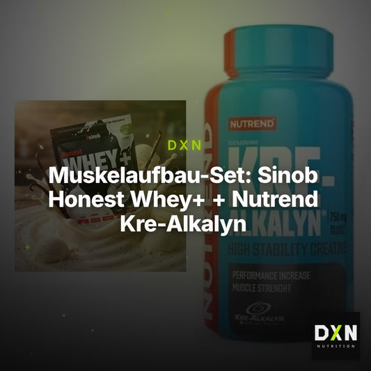 Muskelaufbau-Set: Sinob Honest Whey+ + Nutrend Kre-Alkalyn – Clean Showcase Plus