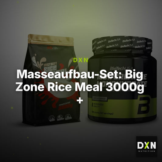 Masseaufbau-Set: Big Zone Rice Meal 3000g + BioTech Creatine – Clean Showcase Plus