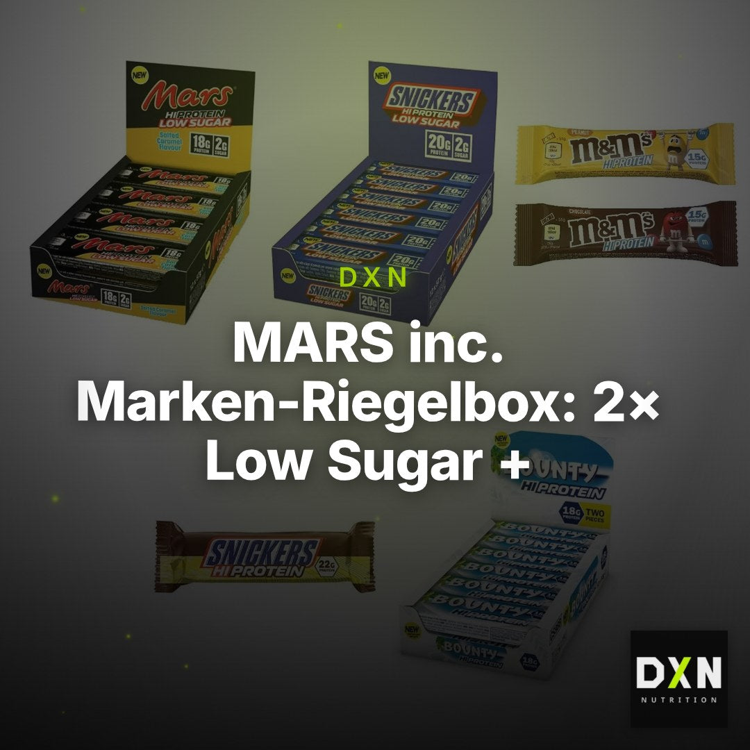 MARS inc. Marken-Riegelbox: 2× Low Sugar + 2× Snickers LOW + 3 weitere – Clean Showcase Plus