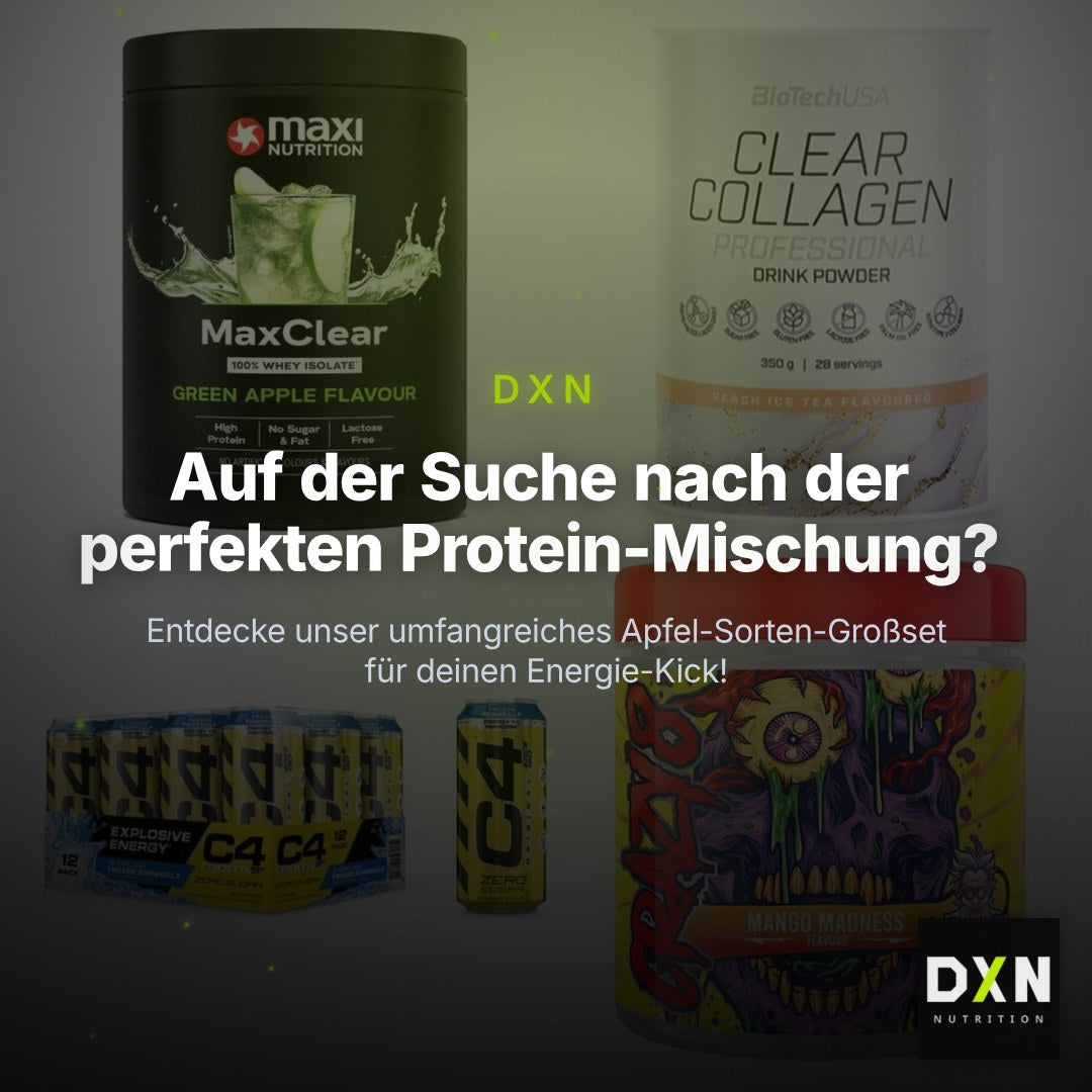 Apfel Sorten-Großset: MaxiNutrition + BioTech Clear + 2 weitere – Clean Showcase Plus