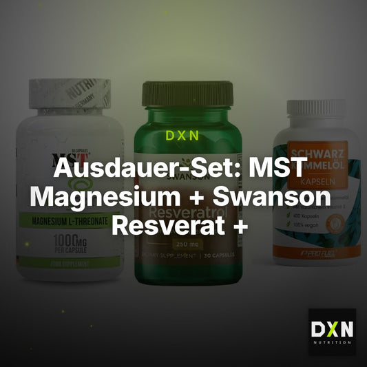 Ausdauer-Set: MST Magnesium + Swanson Resverat + ProFuel Schwarzk – Clean Showcase Plus