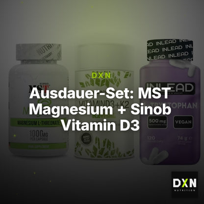 Ausdauer-Set: MST Magnesium + Sinob Vitamin D3 + INLEAD L-Tryptop – Clean Showcase Plus