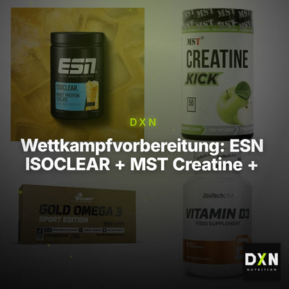 Wettkampfvorbereitung: ESN ISOCLEAR + MST Creatine + 2 weitere – Clean Showcase Plus