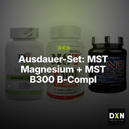 Ausdauer-Set: MST Magnesium + MST B300 B-Compl + Scitec Ami-NO – Clean Showcase Plus