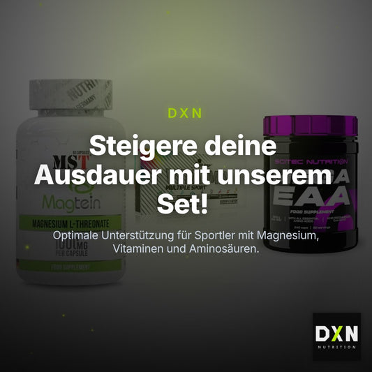Ausdauer-Set: MST Magnesium + Olimp Vita-Min + Scitec Mega EAA – Clean Showcase Plus