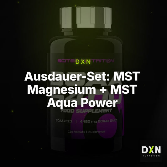 Ausdauer-Set: MST Magnesium + MST Aqua Power + Scitec BCAA 6400 – Clean Showcase Plus
