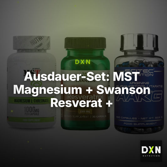 Ausdauer-Set: MST Magnesium + Swanson Resverat + Scitec AAKG – Clean Showcase Plus