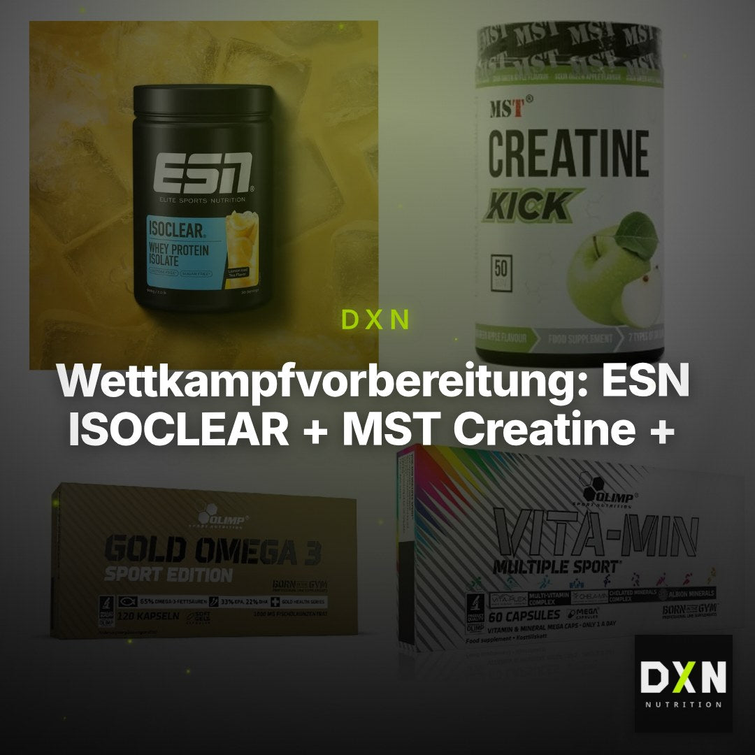 Wettkampfvorbereitung: ESN ISOCLEAR + MST Creatine + 2 weitere – Clean Showcase Plus