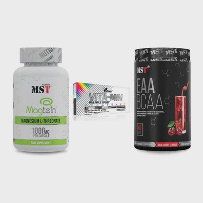 Ausdauer-Set: MST Magnesium + Olimp Vita-Min + MST EAA & BCAA – Clean Showcase Plus