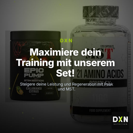 Trainings-Set: Peak Epic Pump Stim Edition + MST 21 Amino Acids – Clean Showcase Plus