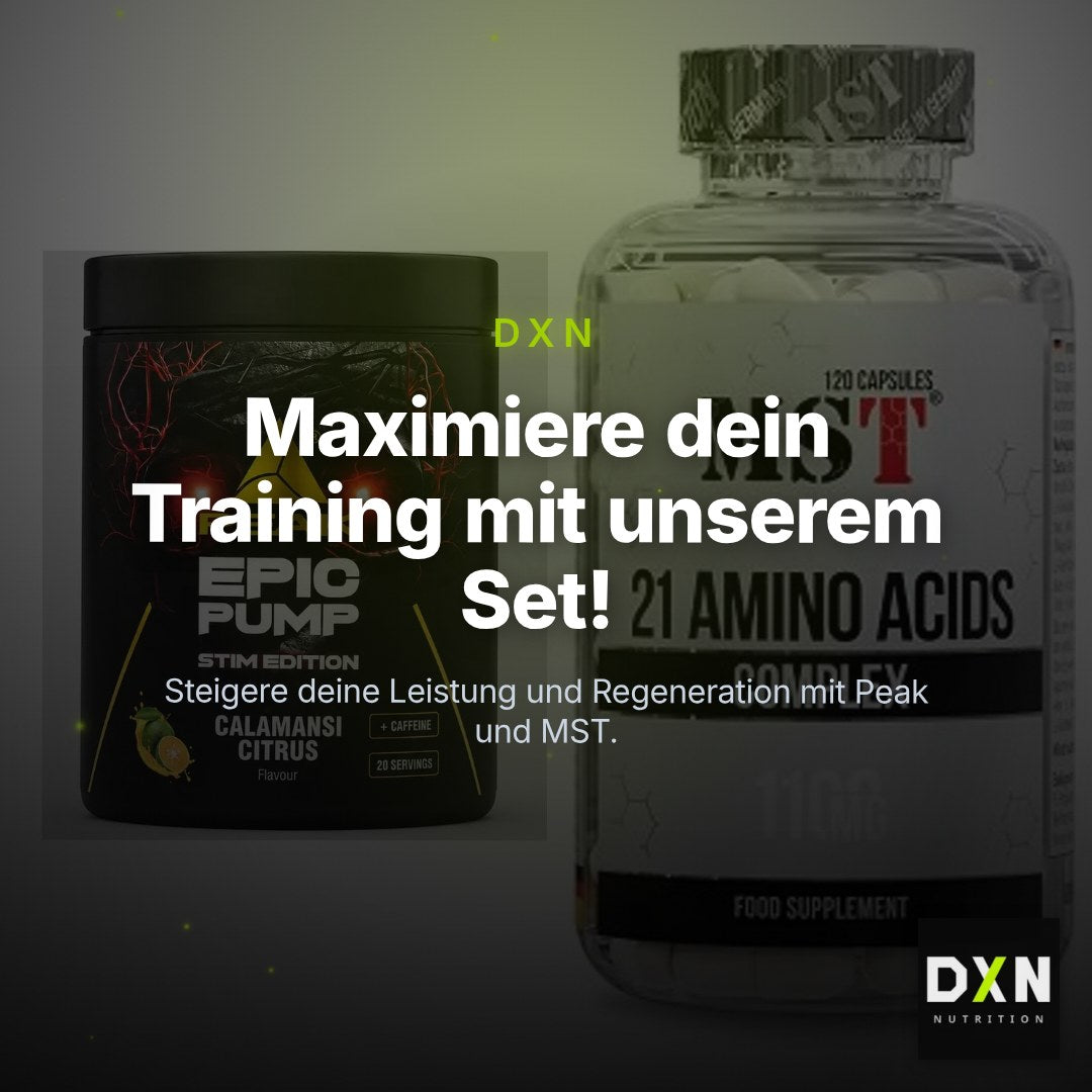 Trainings-Set: Peak Epic Pump Stim Edition + MST 21 Amino Acids – Clean Showcase Plus