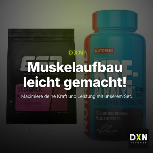 Muskelaufbau-Set: ESN Designer Whey + Nutrend Kre-Alkalyn – Clean Showcase Plus