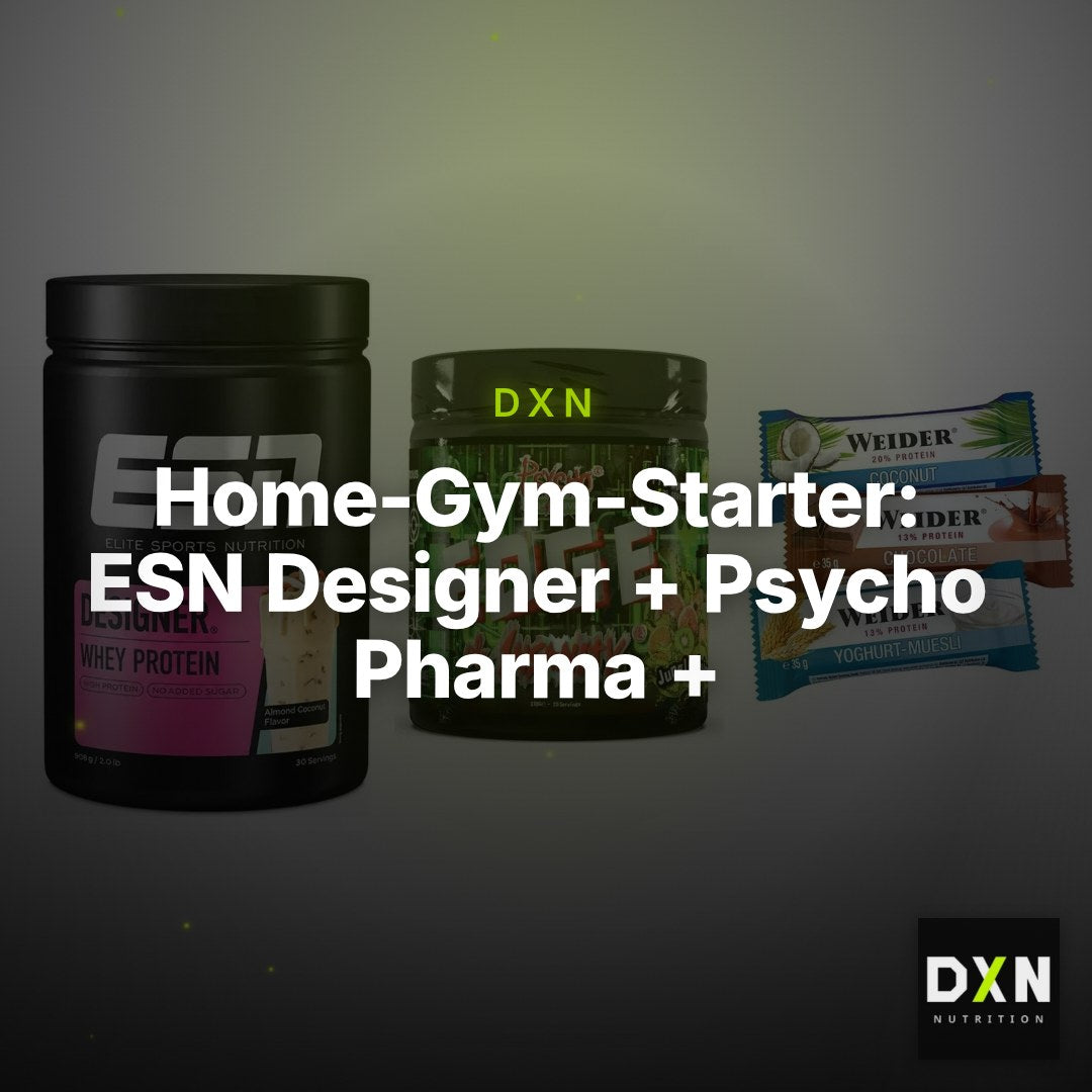 Home-Gym-Starter: ESN Designer + Psycho Pharma + 5× Weider BAR – Clean Showcase Plus