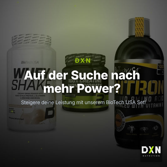 BioTech USA Marken-Trio: Whey Shake + Creatine + Liquid Amino – Clean Showcase Plus
