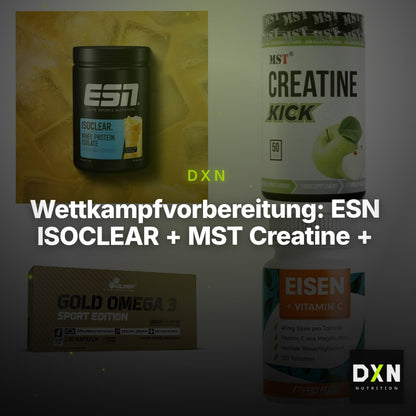 Wettkampfvorbereitung: ESN ISOCLEAR + MST Creatine + 2 weitere – Clean Showcase Plus