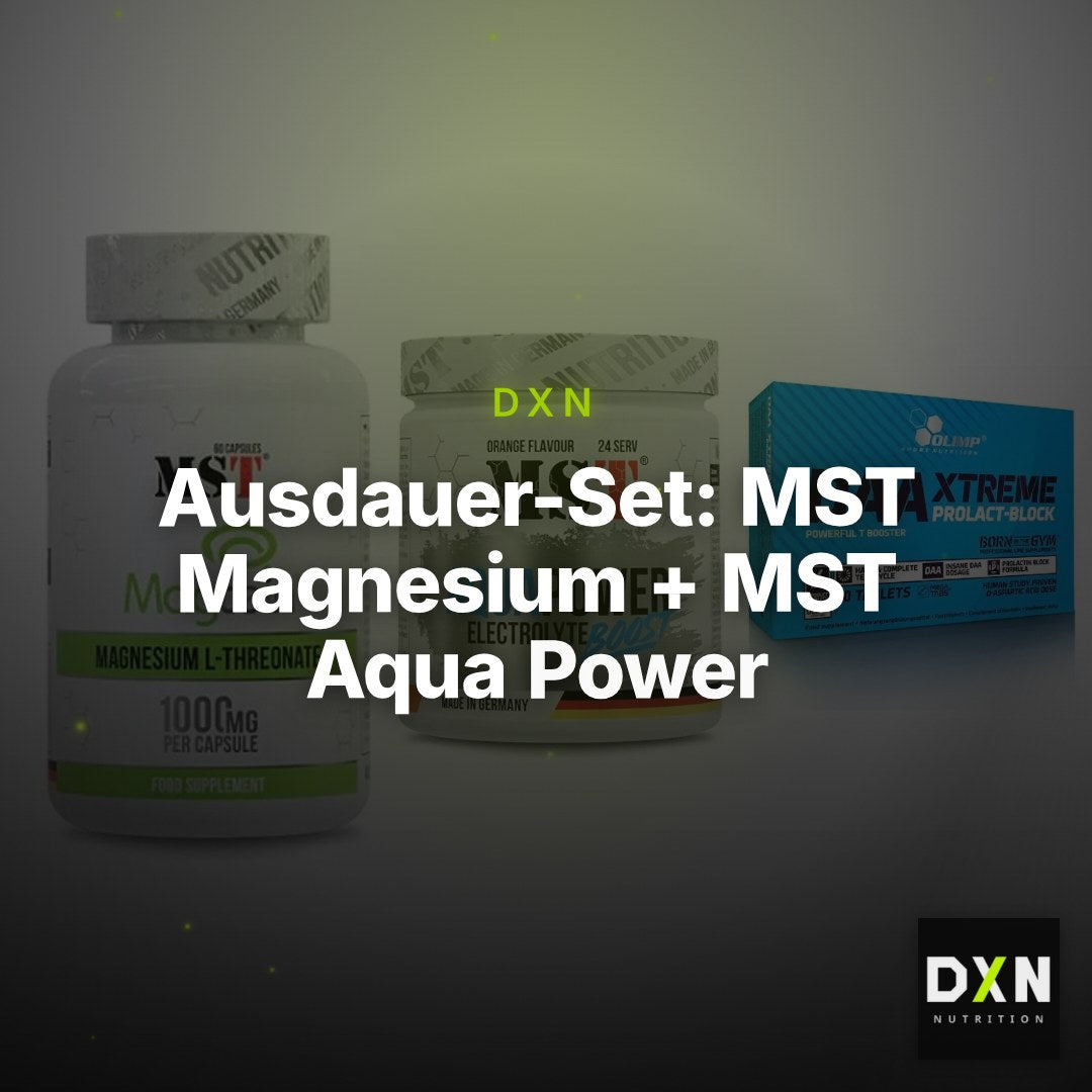 Ausdauer-Set: MST Magnesium + MST Aqua Power + Olimp DAA Xtreme – Clean Showcase Plus