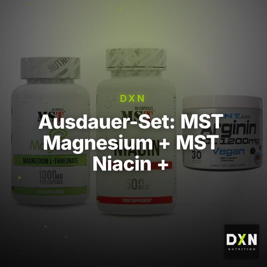 Ausdauer-Set: MST Magnesium + MST Niacin + NNT Arginin HCL – Clean Showcase Plus