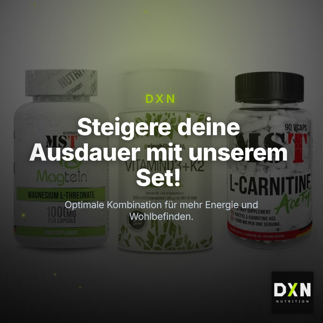 Ausdauer-Set: MST Magnesium + Sinob Vitamin D3 + MST L-Carnitine – Clean Showcase Plus