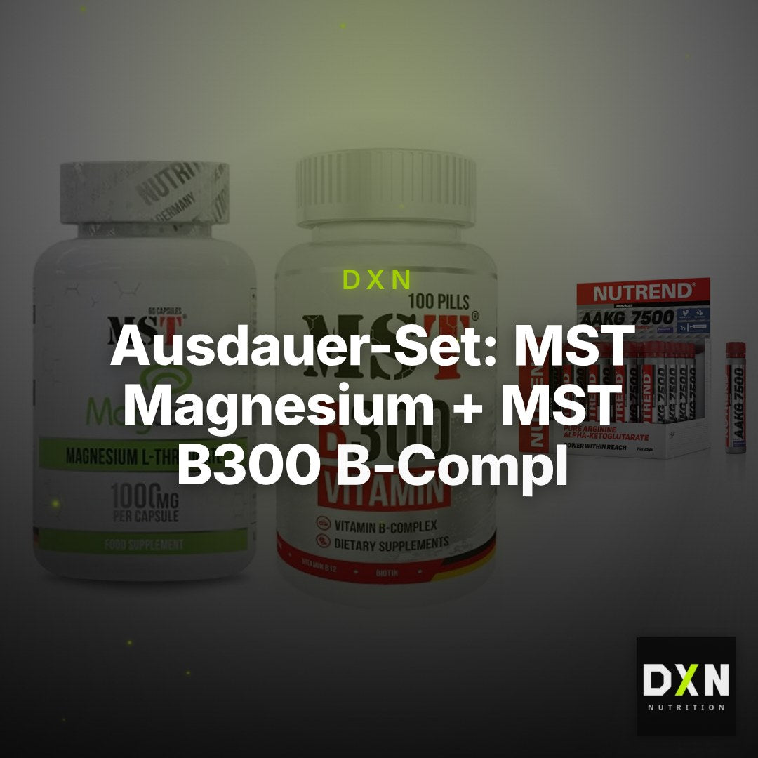 Ausdauer-Set: MST Magnesium + MST B300 B-Compl + Nutrend AAKG – Clean Showcase Plus
