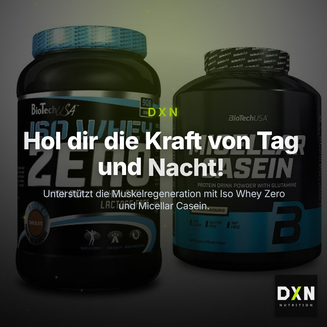 BioTech USA Protein-Duo Tag & Nacht: Iso Whey Zero + Micellar Casein – Clean Showcase Plus