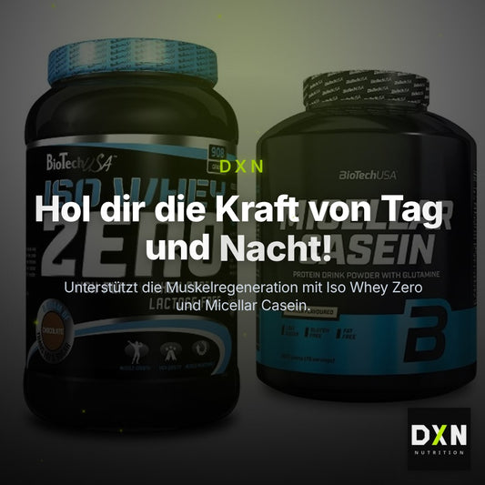 BioTech USA Protein-Duo Tag & Nacht: Iso Whey Zero + Micellar Casein – Clean Showcase Plus