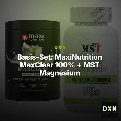 Basis-Set: MaxiNutrition MaxClear 100% + MST Magnesium L-Threonate – Clean Showcase Plus