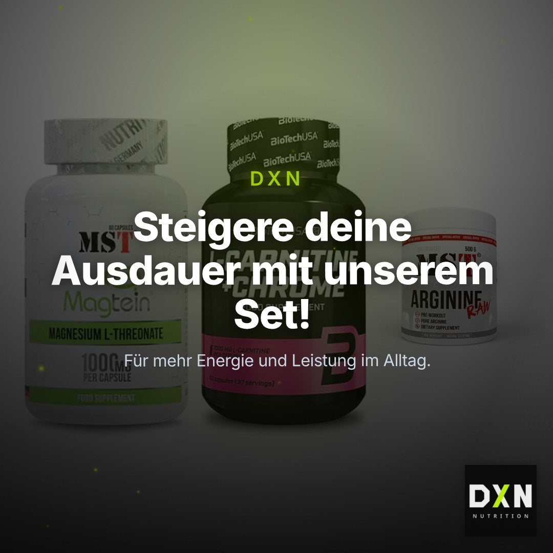 Ausdauer-Set: MST Magnesium + BioTech L-Carnit + MST Arginine RAW – Clean Showcase Plus