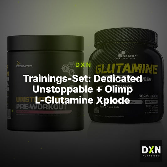 Trainings-Set: Dedicated Unstoppable + Olimp L-Glutamine Xplode 500g – Clean Showcase Plus