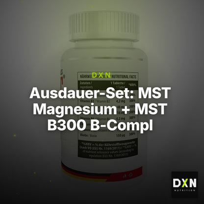 Ausdauer-Set: MST Magnesium + MST B300 B-Compl + MST Glutamine – Clean Showcase Plus
