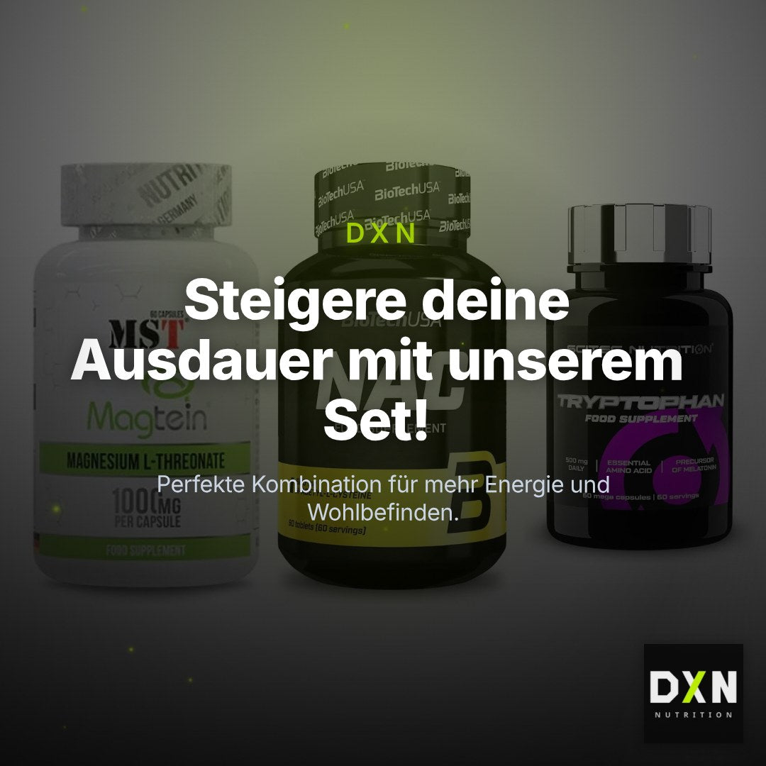 Ausdauer-Set: MST Magnesium + BioTech NAC + Scitec Tryptopha – Clean Showcase Plus