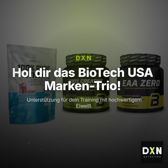 BioTech USA Marken-Trio: 100% Pure + Creatine + EAA Zero – Clean Showcase Plus