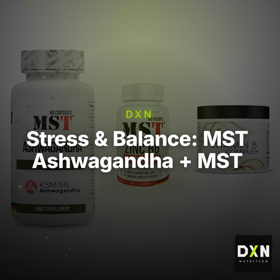 Stress & Balance: MST Ashwagandha + MST Zinc + Peak Vitamin B – Clean Showcase Plus
