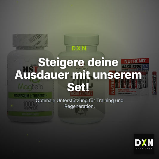Ausdauer-Set: MST Magnesium + #GYMJUICE ZINC + Nutrend AAKG – Clean Showcase Plus