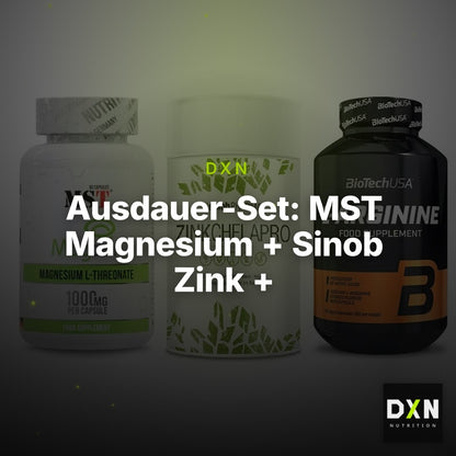 Ausdauer-Set: MST Magnesium + Sinob Zink + BioTech L-Argini – Clean Showcase Plus