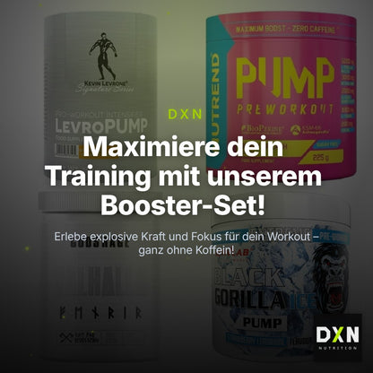 Booster-Probierset: Kevin Levrone + Nutrend Pump + 2 weitere – Clean Showcase Plus