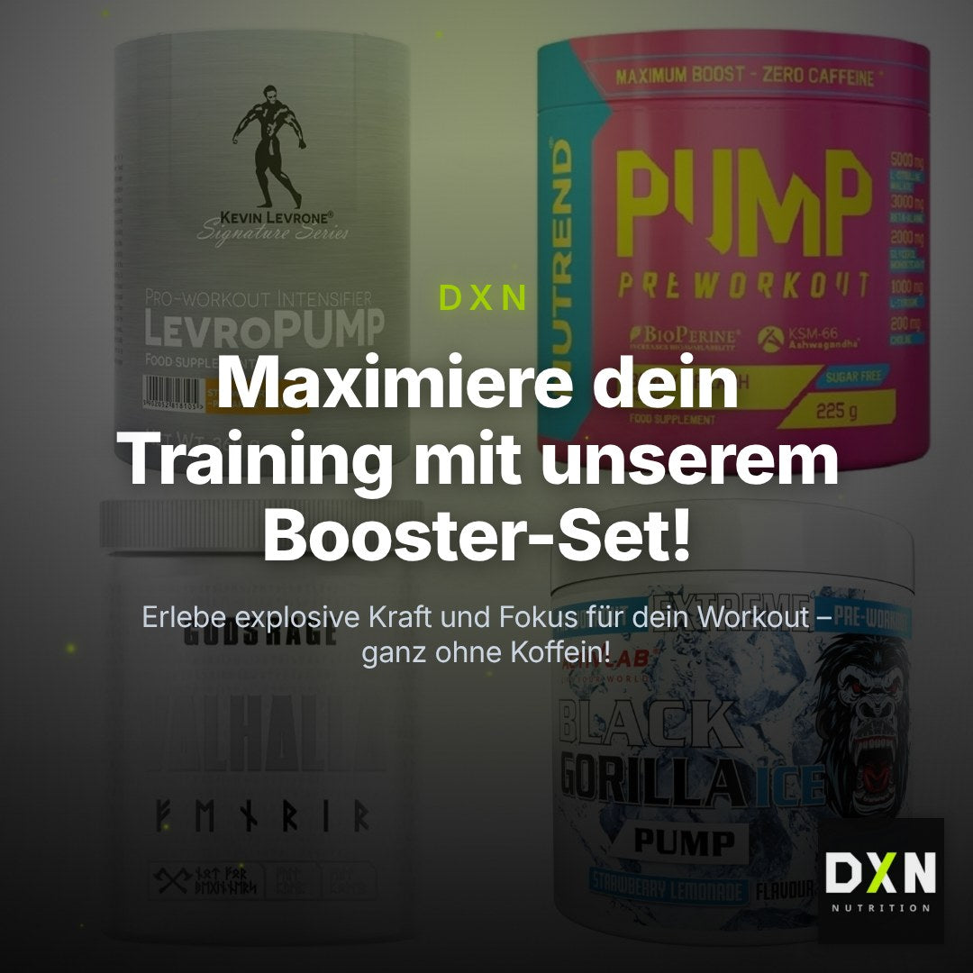 Booster-Probierset: Kevin Levrone + Nutrend Pump + 2 weitere – Clean Showcase Plus