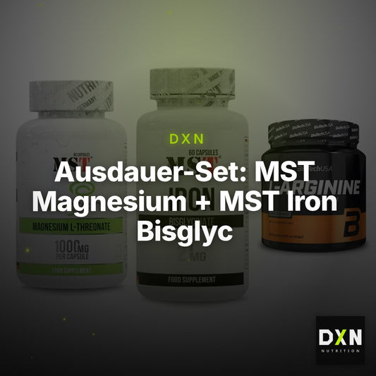 Ausdauer-Set: MST Magnesium + MST Iron Bisglyc + BioTech L-Argini – Clean Showcase Plus
