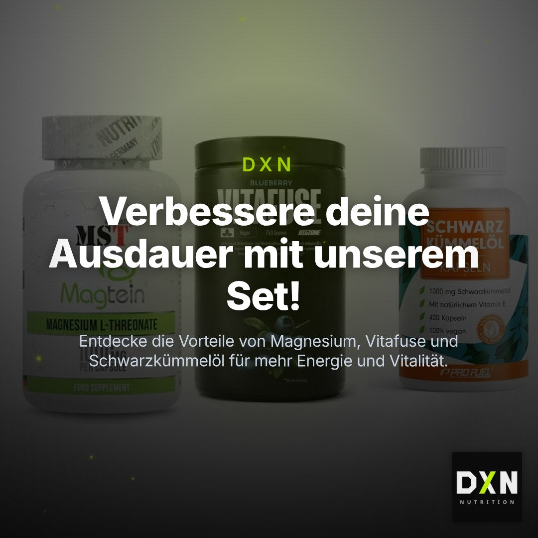 Ausdauer-Set: MST Magnesium + Big Zone Vitafus + ProFuel Schwarzk – Clean Showcase Plus