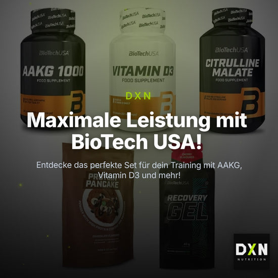 BioTech USA Marken-Großset: AAKG 1000mg + Vitamin D3 + 3 weitere – Clean Showcase Plus