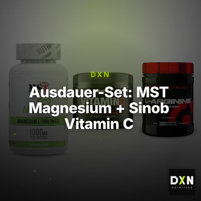 Ausdauer-Set: MST Magnesium + Sinob Vitamin C + Scitec Arginin – Clean Showcase Plus