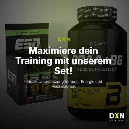 Trainings-Set: ESN Crank Pump Shot + BioTech BCAA+B6 200 Tabl – Clean Showcase Plus